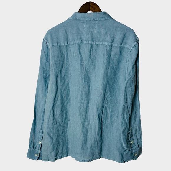 Madewell Linen Long-Sleeve Button-Up Shirt Light Blue Men's Medium NR329 Casual - Picture 9 of 13